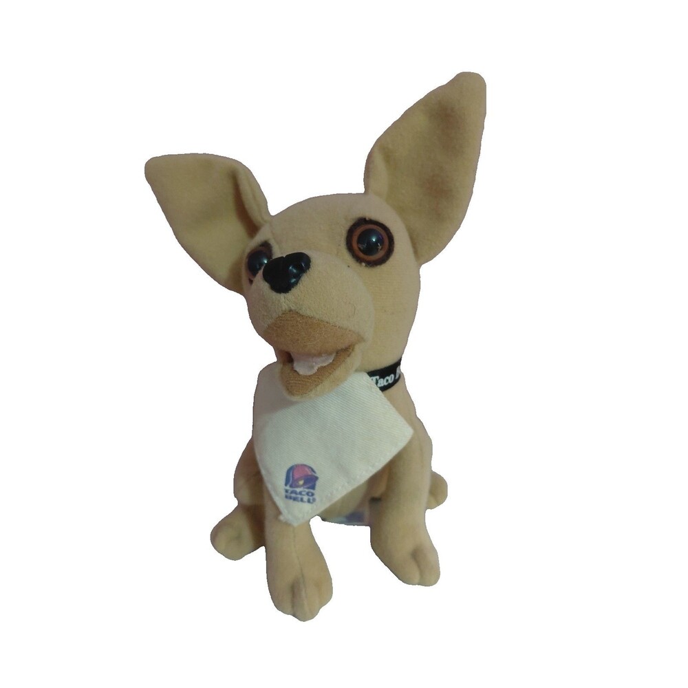 Vintage Yo Quiero Taco Bell Chihuahua Dog Plush Toy 7" Bib Napkin Please Read